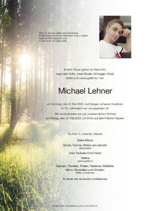 Traueranzeige von Michael Lehner