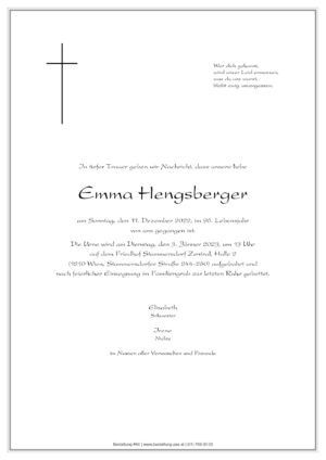 Traueranzeige von Emma Hengsberger
