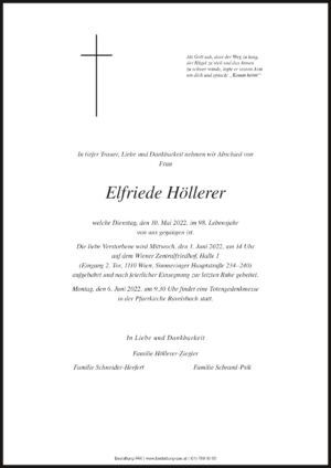 Traueranzeige von Elfriede Höllerer