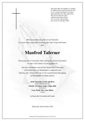 Traueranzeige von Manfred Taferner