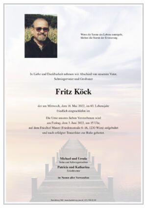 Traueranzeige von Fritz Köck