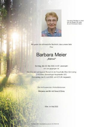 Traueranzeige von Barbara Meier
