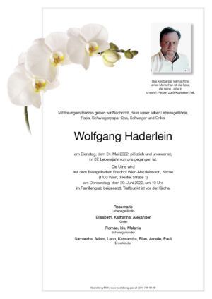 Traueranzeige von Wolfgang Haderlein