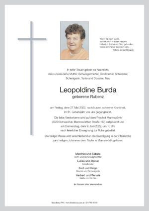 Traueranzeige von Leopoldine Burda