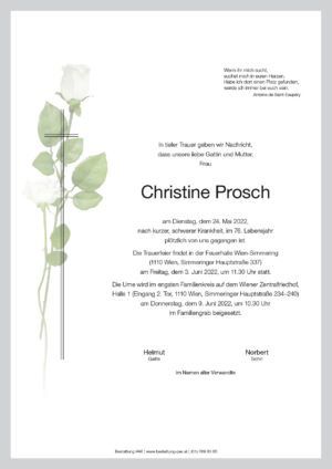 Traueranzeige von Christine Prosch