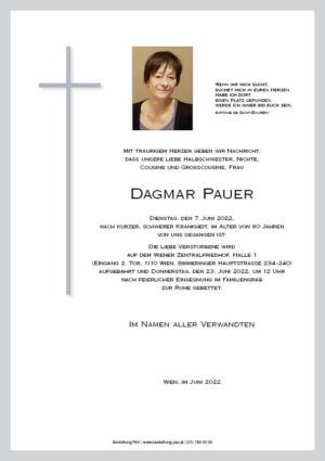 Traueranzeige von Dagmar Pauer