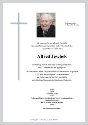 Traueranzeige von Alfred Jeschek