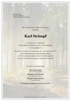 Traueranzeige von Karl Strümpf