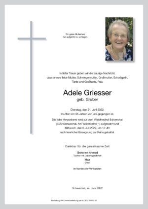 Traueranzeige von Adele Griesser