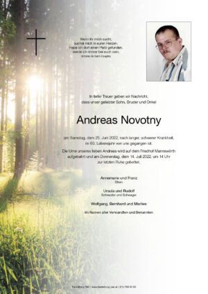 Traueranzeige von Andreas Novotny