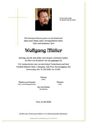 Traueranzeige von Wolfgang Müller