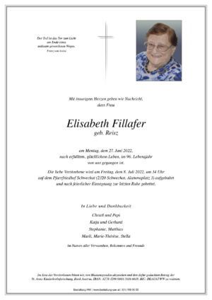 Traueranzeige von Elisabeth Fillafer
