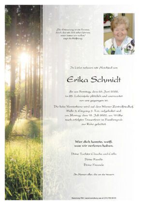 Traueranzeige von Erika Schmidt