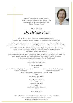 Traueranzeige von Dr. Helene Putz