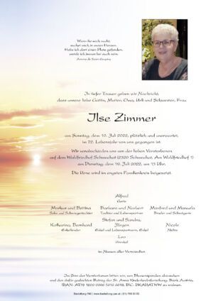 Traueranzeige von Ilse Zimmer
