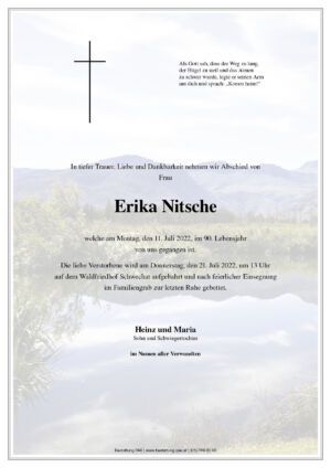 Traueranzeige von Erika Nitsche