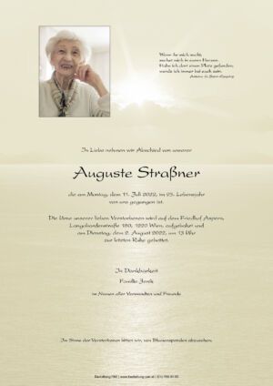 Traueranzeige von Auguste Straßner