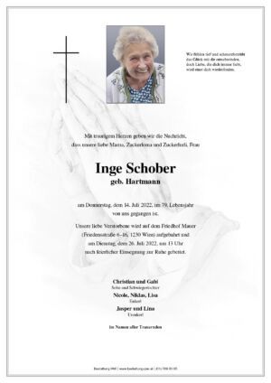 Traueranzeige von Inge Schober
