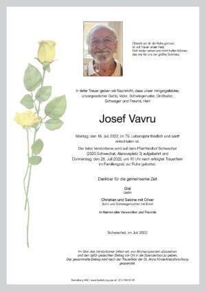 Traueranzeige von Josef Vavru