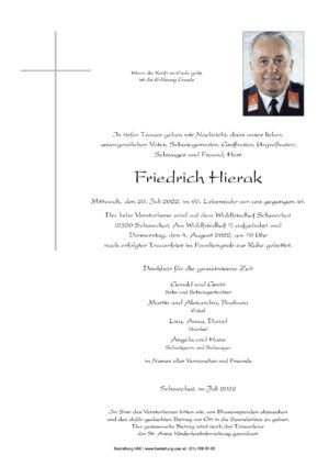 Traueranzeige von Friedrich Hierak