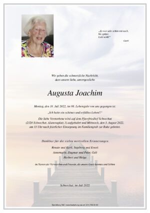 Traueranzeige von Augusta Joachim