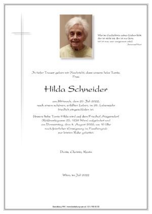 Traueranzeige von Hilda Schneider