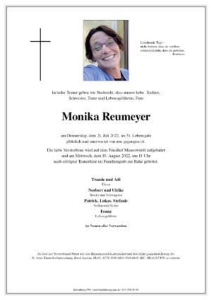 Traueranzeige von Monika Reumeyer