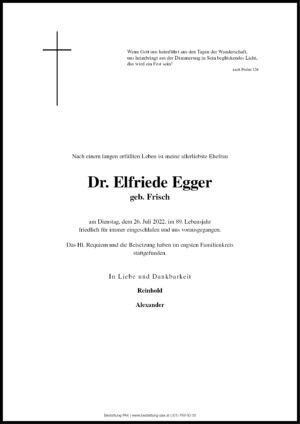 Traueranzeige von Dr. Elfriede Egger