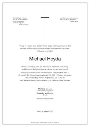 Traueranzeige von Michael Heyda
