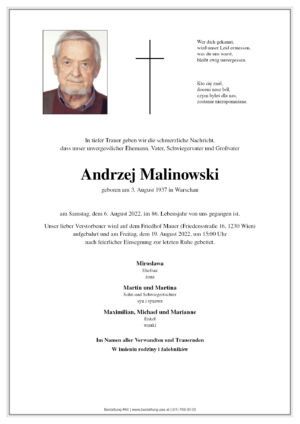 Traueranzeige von Andrzej Malinowski