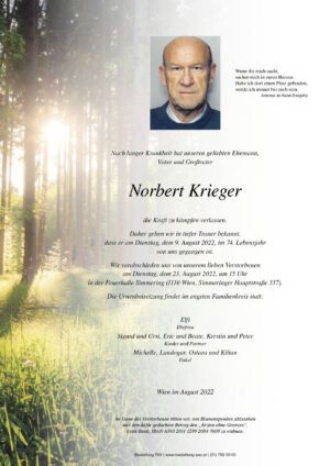Traueranzeige von Norbert Krieger