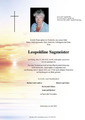 Traueranzeige von Leopoldine Sagmeister