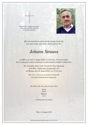 Traueranzeige von Johann Strauss