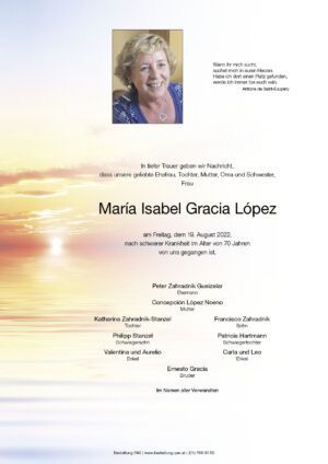 Traueranzeige von María Isabel Gracia López