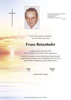 Traueranzeige von Franz Reisenhofer