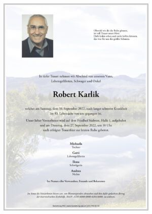 Traueranzeige von Robert Karlik