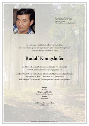 Traueranzeige von Rudolf Königshofer
