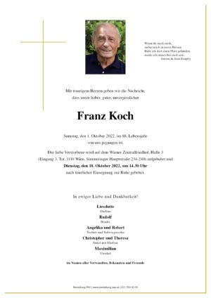 Traueranzeige von Franz Koch