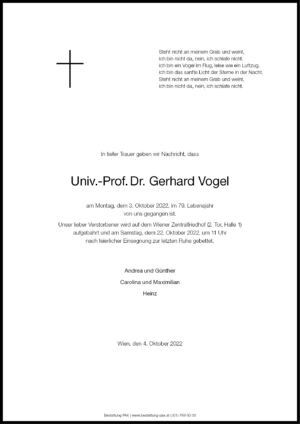 Traueranzeige von Univ.-Prof.Dr. Gerhard Vogel