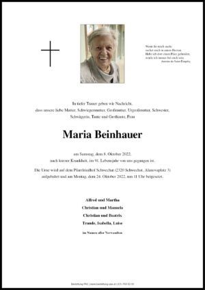 Traueranzeige von Maria Beinhauer