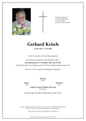 Traueranzeige von Gerhard Krisch