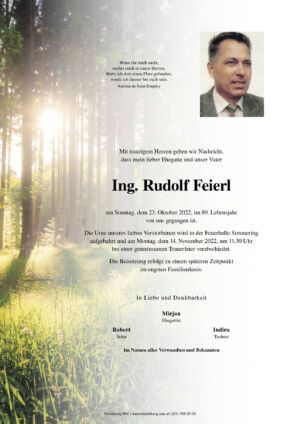 Traueranzeige von Ing. Rudolf Feierl