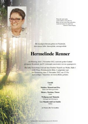 Traueranzeige von Hermelinde Renner