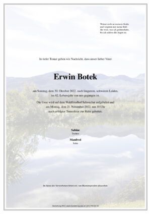 Traueranzeige von Erwin Botek