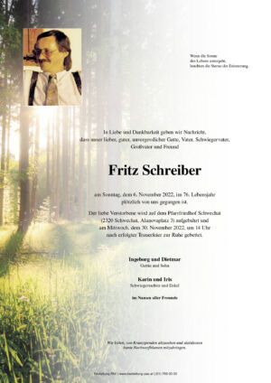 Traueranzeige von Fritz Schreiber