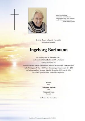 Traueranzeige von Ingeborg Boriman