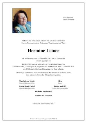 Traueranzeige von Hermine Leiner