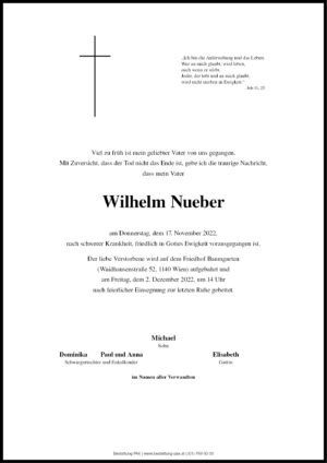 Traueranzeige von Wilhelm Nueber