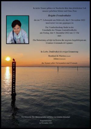 Traueranzeige von Brigitte Freudenthaler