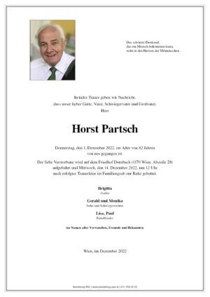 Traueranzeige von Horst Partsch